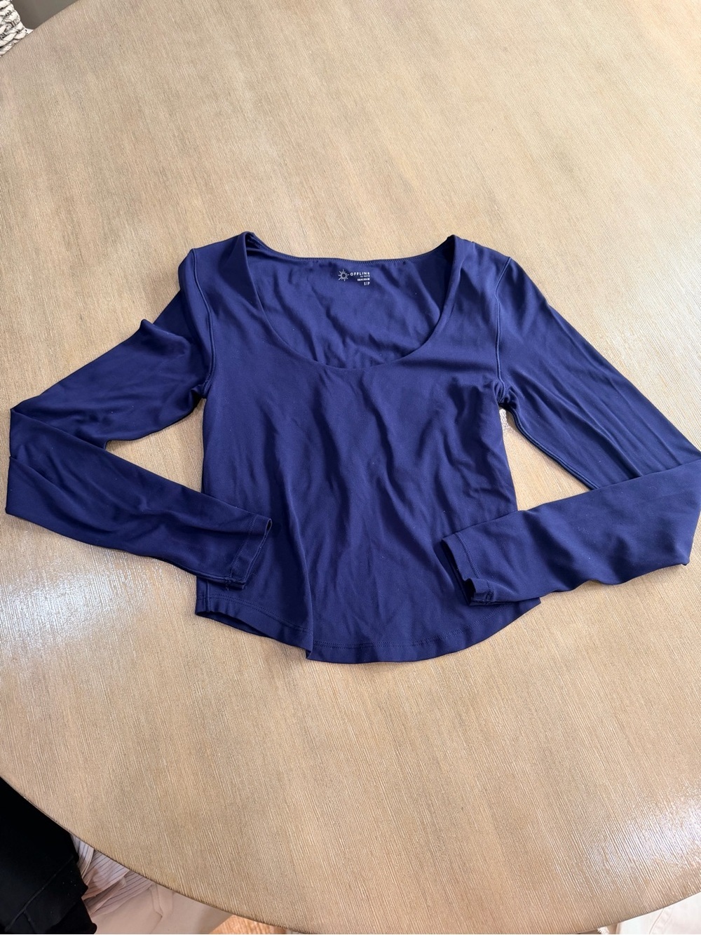 Offline by aerie real me Deep Blue Scoop-Neck Long Sleeve Top S
